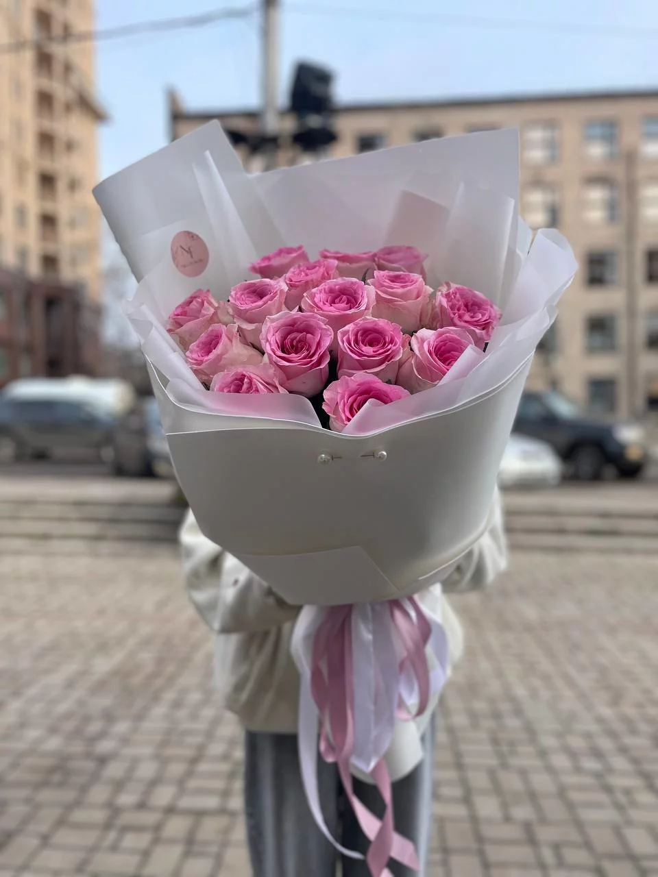 Монобукет из роз "Весенний"