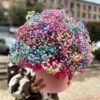 Букет из радужной гипсофилы в коробке