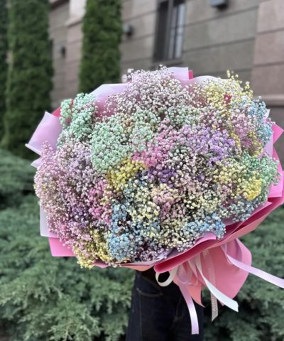 Alternative view of Большой букет из разноцветной гипсофилы